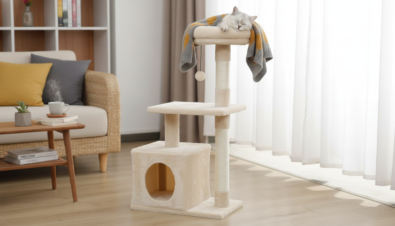 Cozy Cat Tree: Large Condo, Sisal Post & Deep Hammock