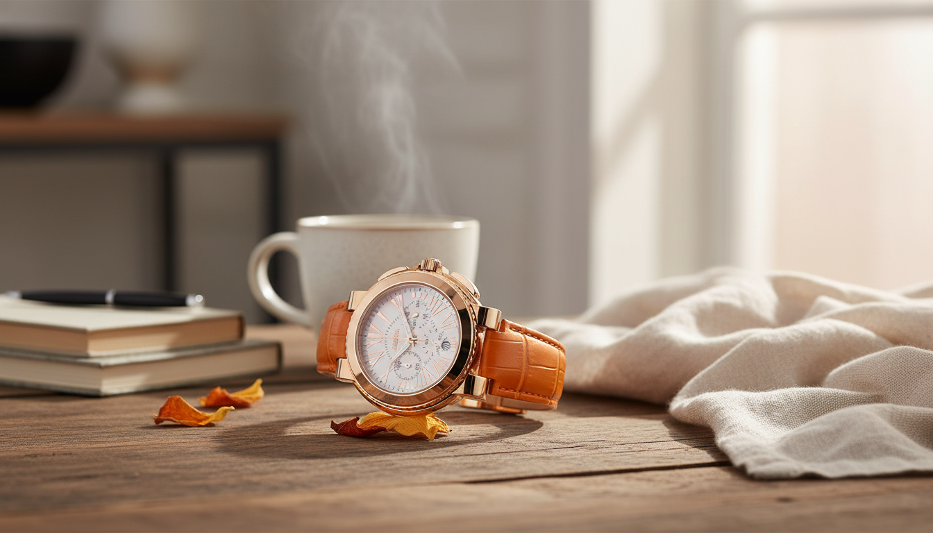 Folli Follie Quartz Watch: Orange Leather Strap Style