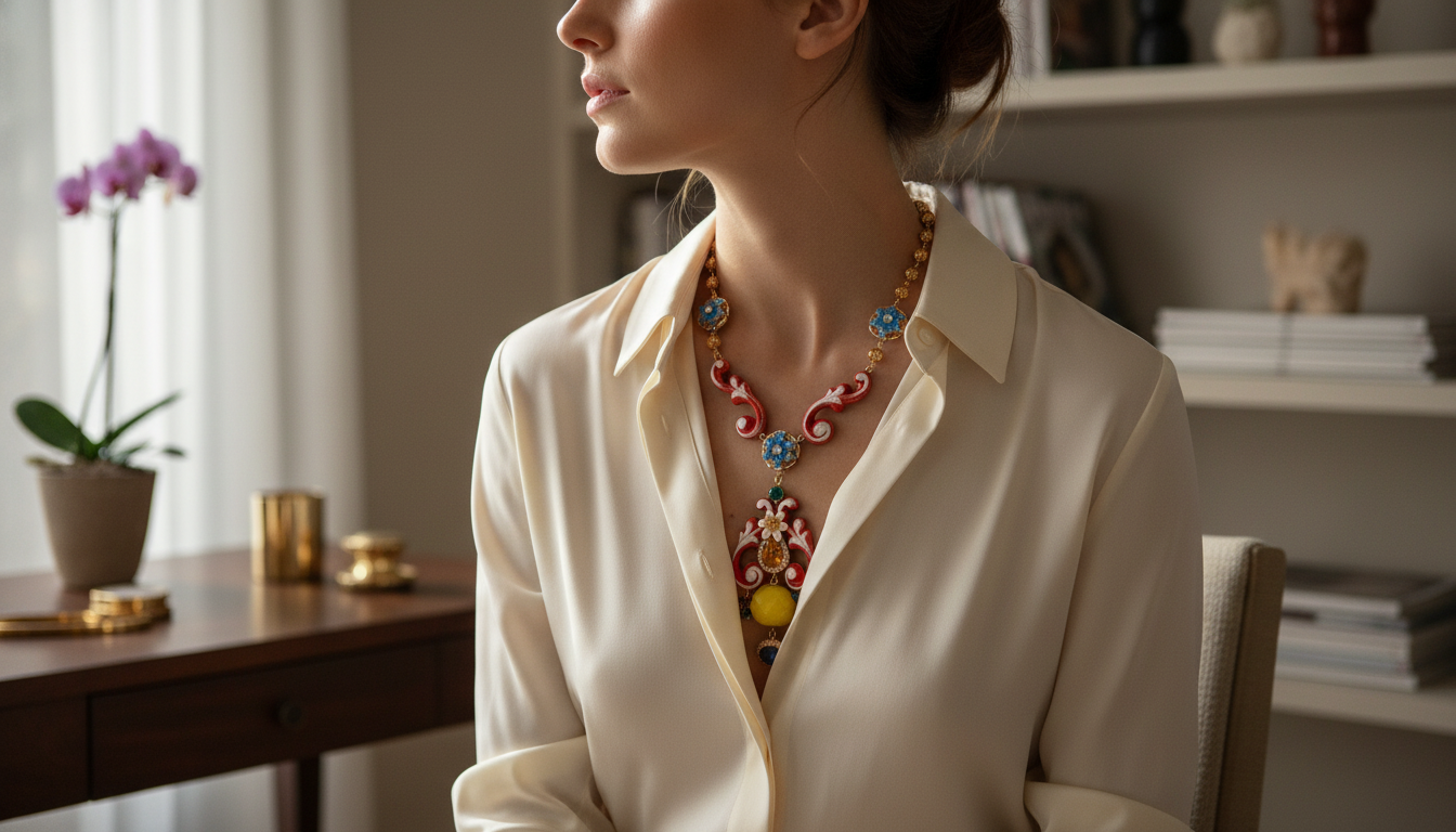 How to Style a Dolce & Gabbana Multicolor Crystal Necklace
