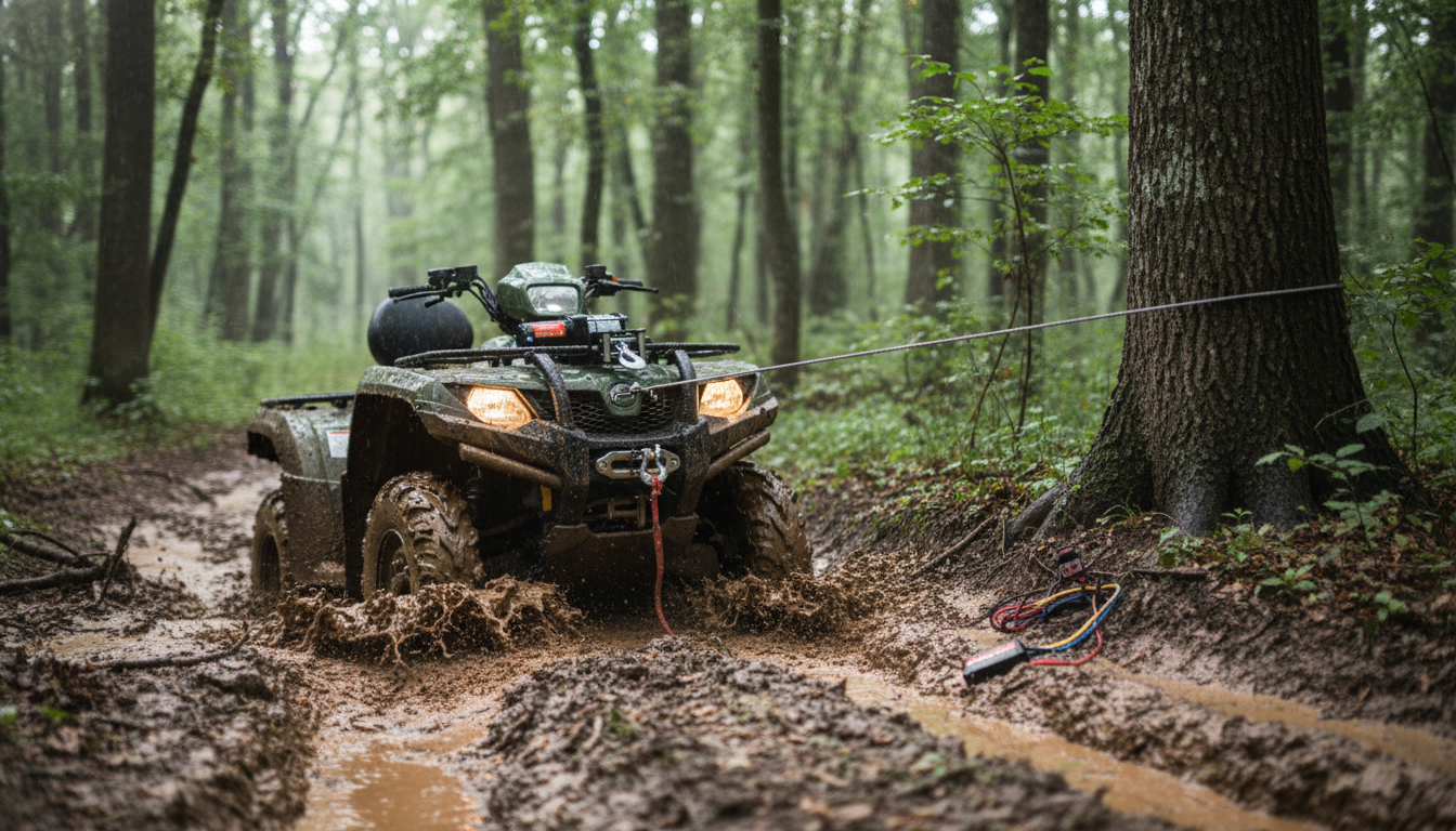 Waterproof ATV/UTV Steel Cable Winch: Mud & Water Recovery