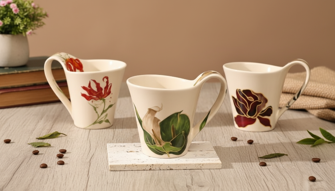350ML Ceramic Flower Mug for Tea, Coffee & Gifting