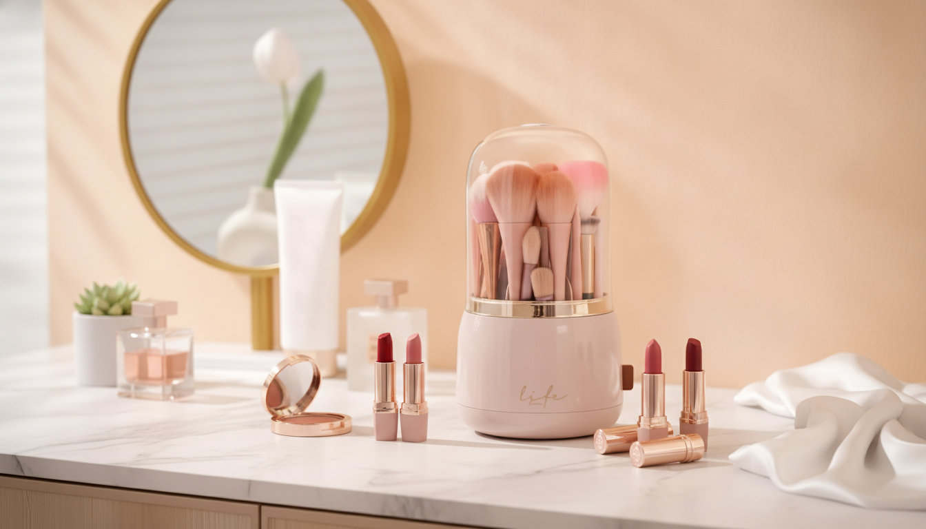 Dust-Proof 360° Rotating Makeup & Lip Organizer (Lid)