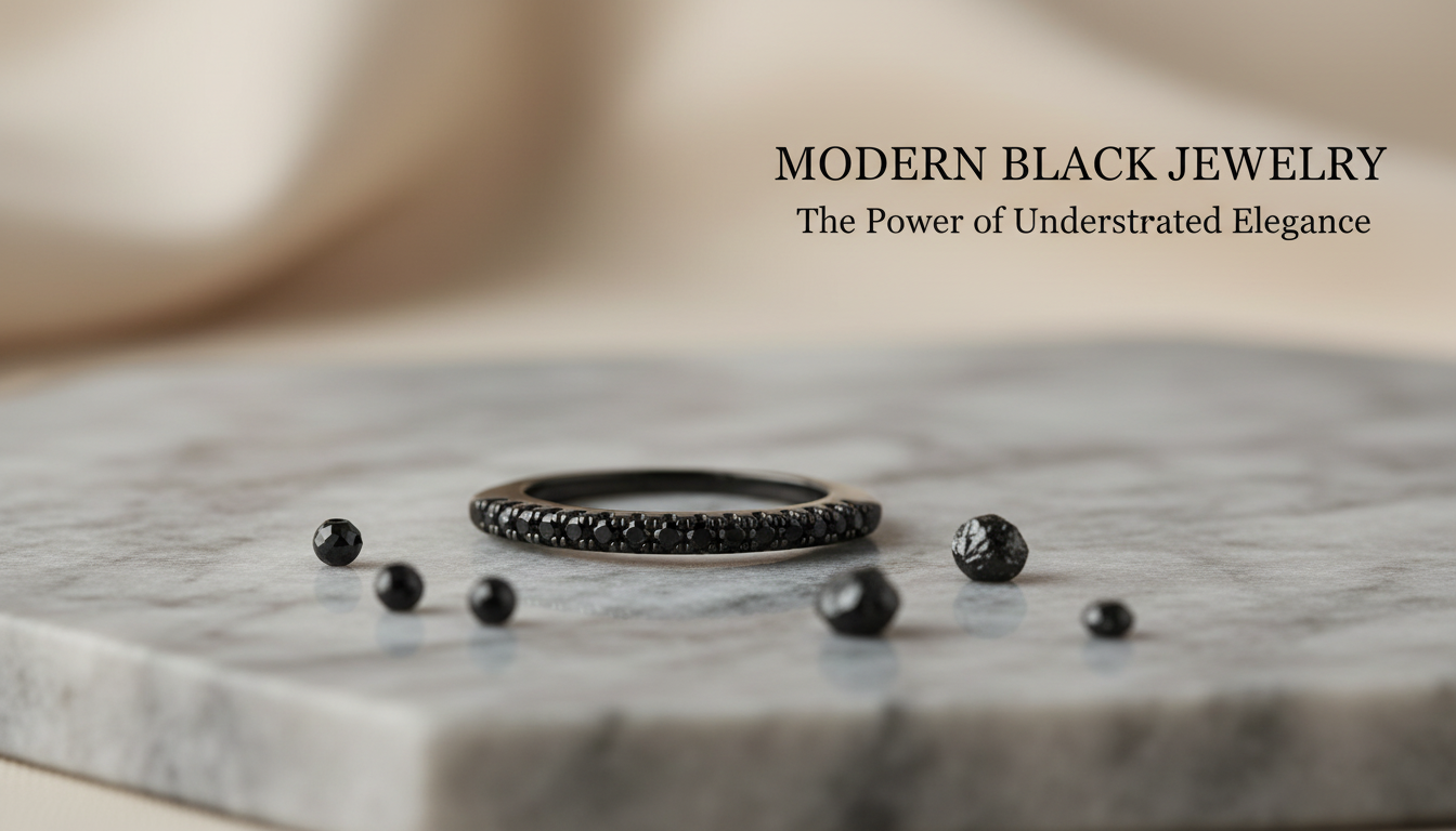 NIALAYA Men’s Black Sterling Ring with Black CZ