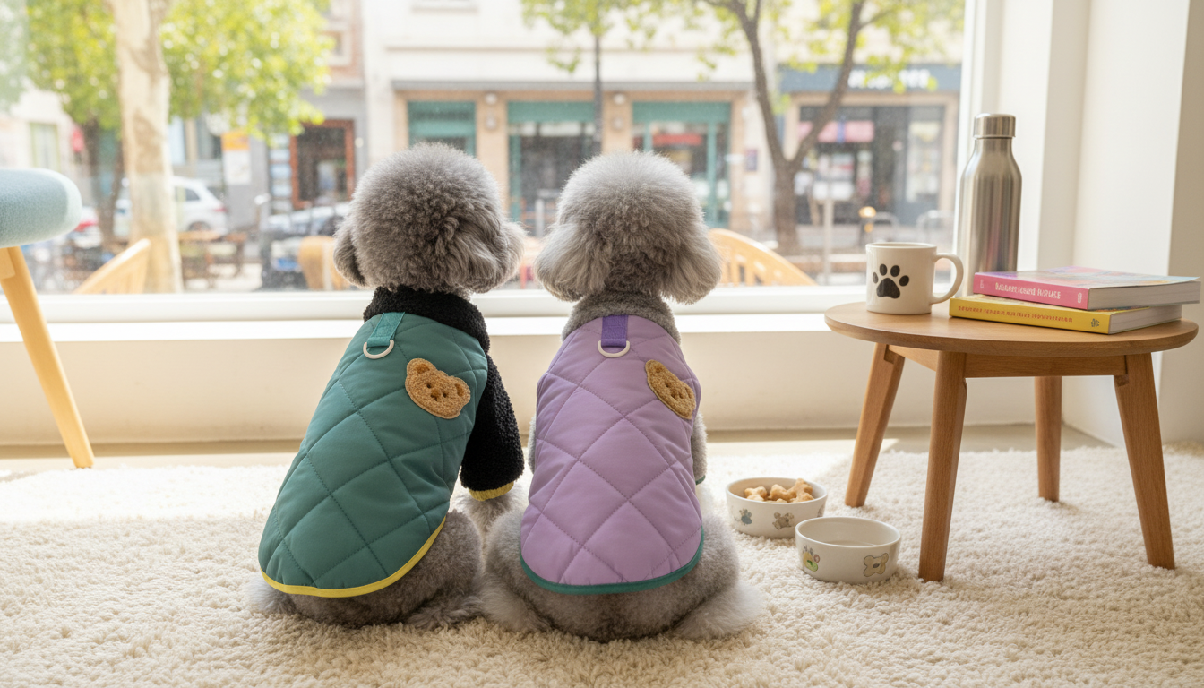 Plush Bear-Print Pet Hoodie for Cozy Winter Walks