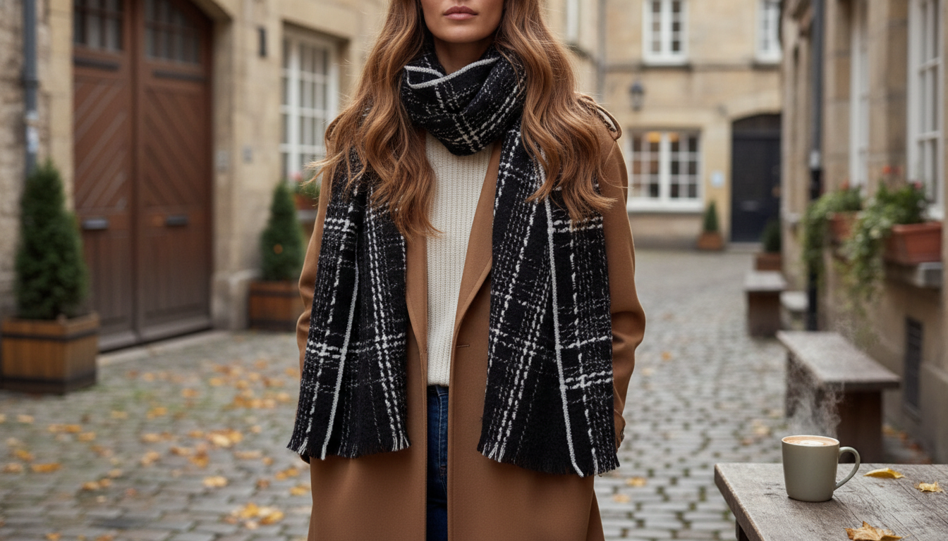 Thick Plaid Wool Scarf: Soft, Warm Pashmina Shawl