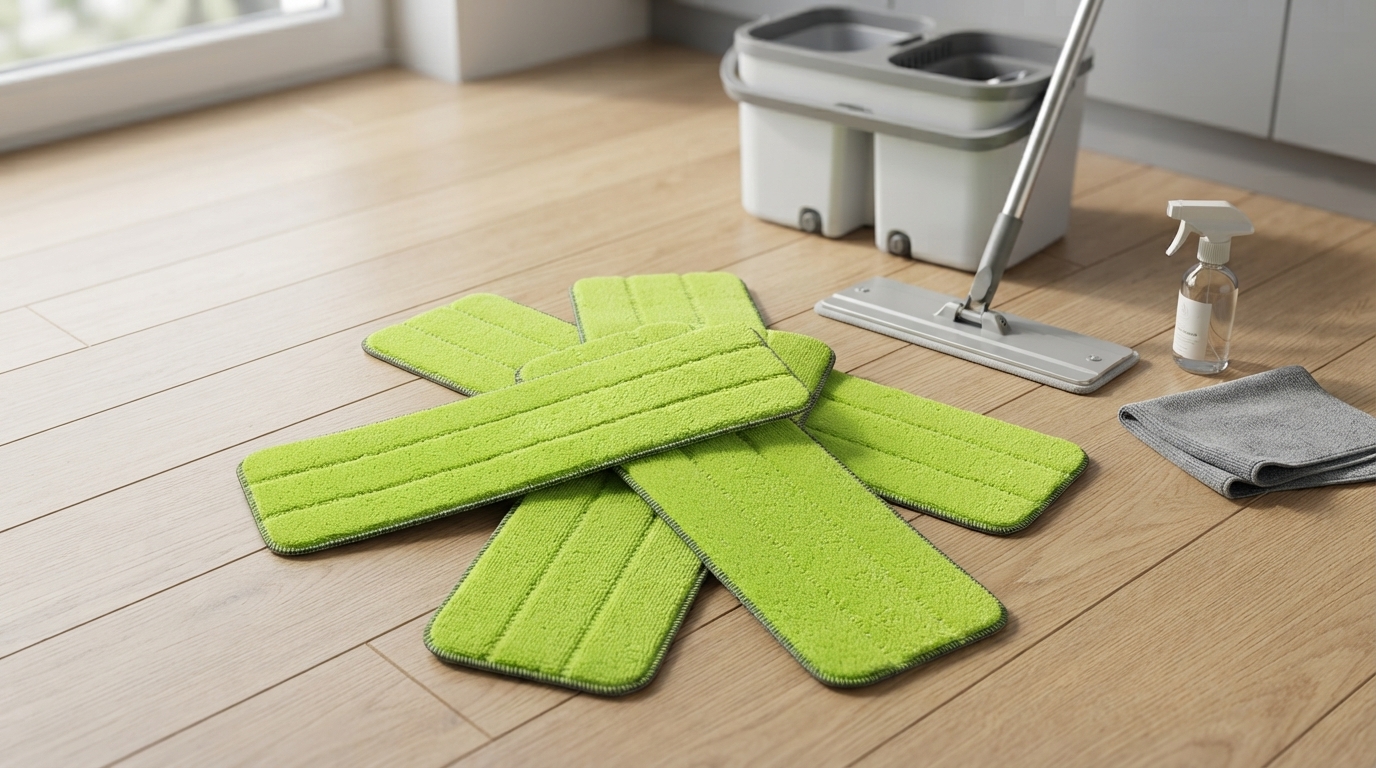 5 Reusable Microfiber Pads for Rinse-and-Wring Flat Mops