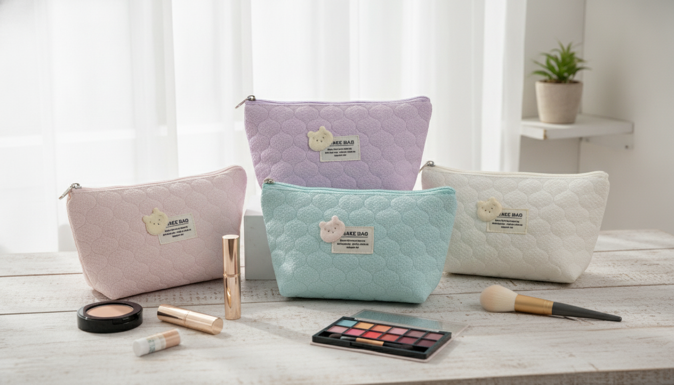Cute Cartoon Bear Makeup Bag: Compact, Travel-Ready Pouch