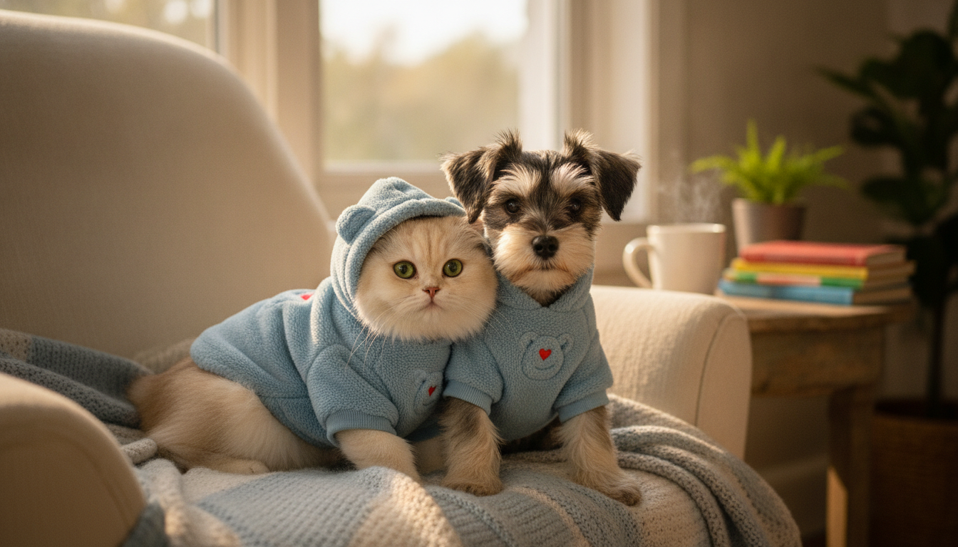 Cute Love Bear Pet Hoodie: Cozy Fit for Dogs & Cats