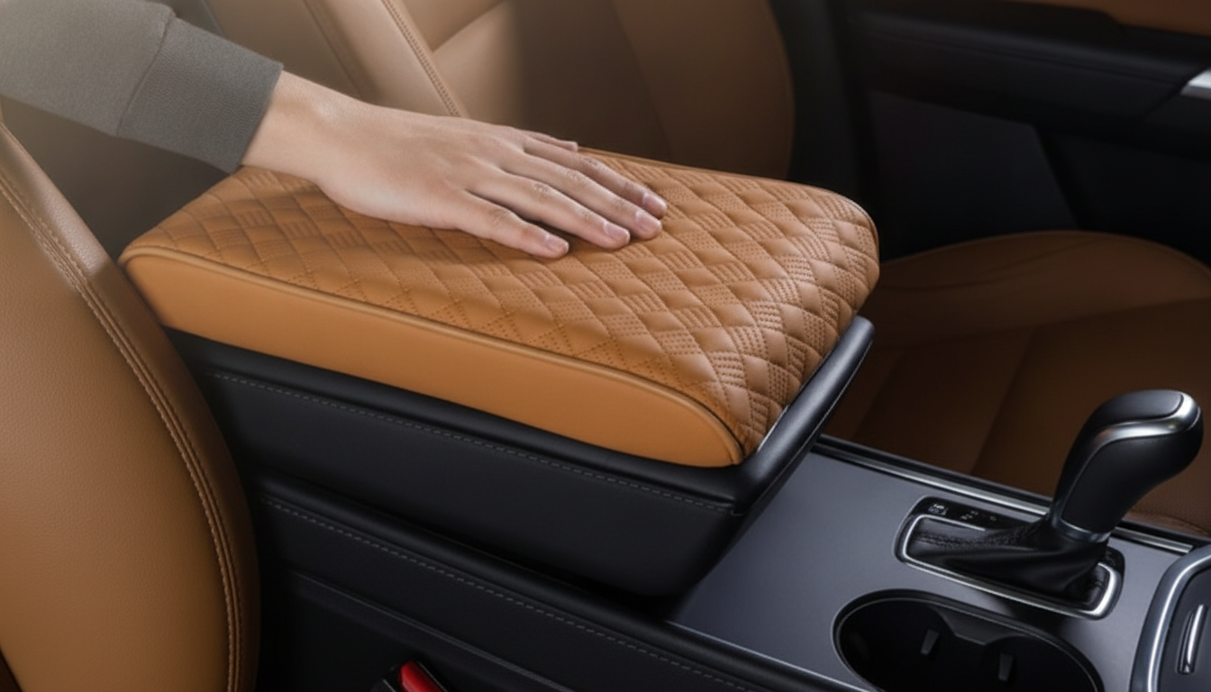 Diamond Stitch PU Leather Armrest Riser for Cars