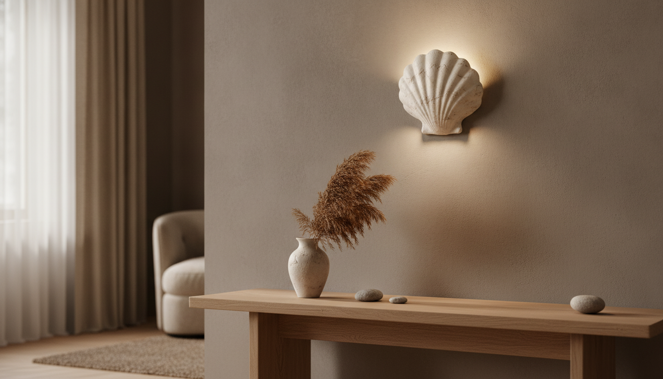 French Shell Wall Lamp: Wabi-Sabi Resin LED Glow