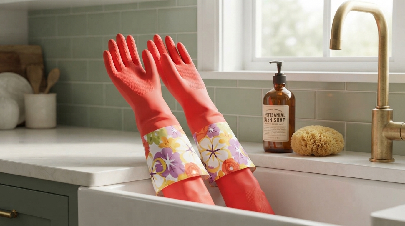 Long-Cuff Waterproof Dishwashing Gloves: Rubber + PVC