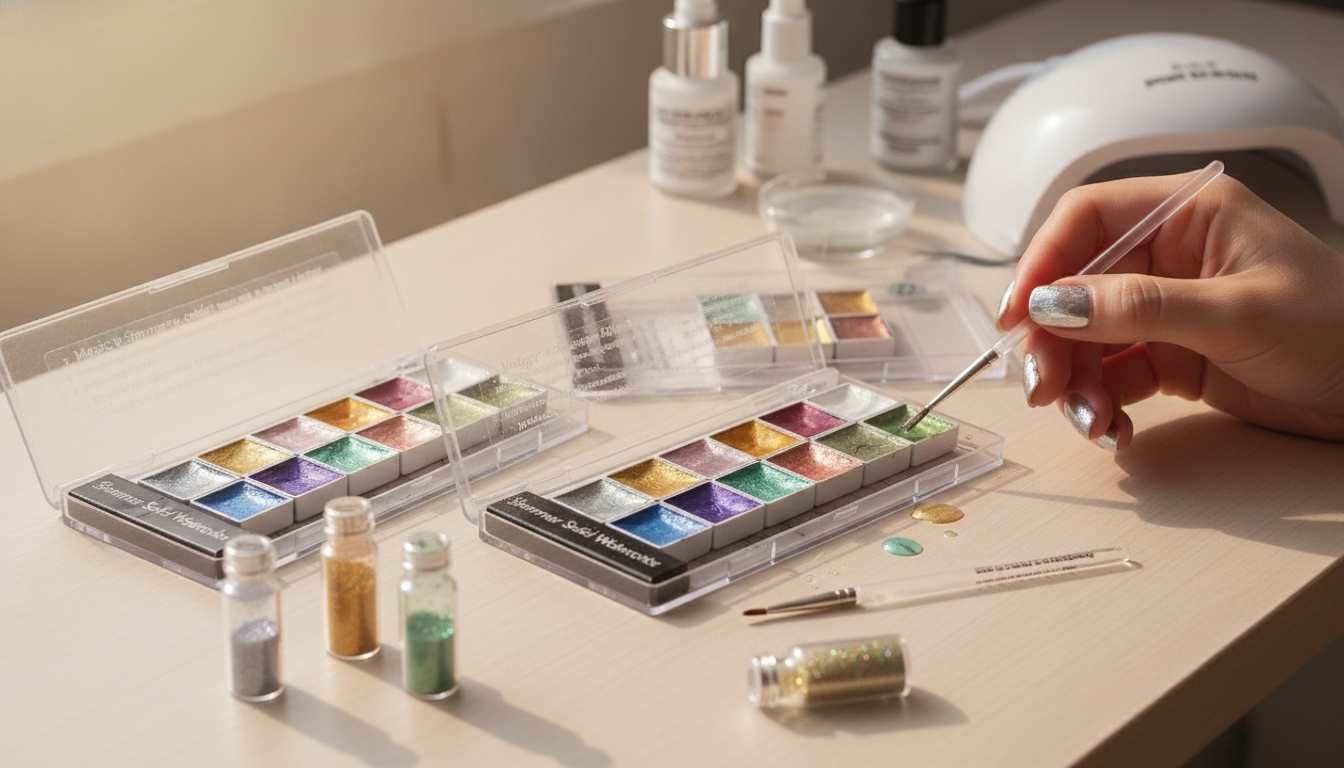 Metallic Watercolor Nail Powder: Wash-to-Foil Shine