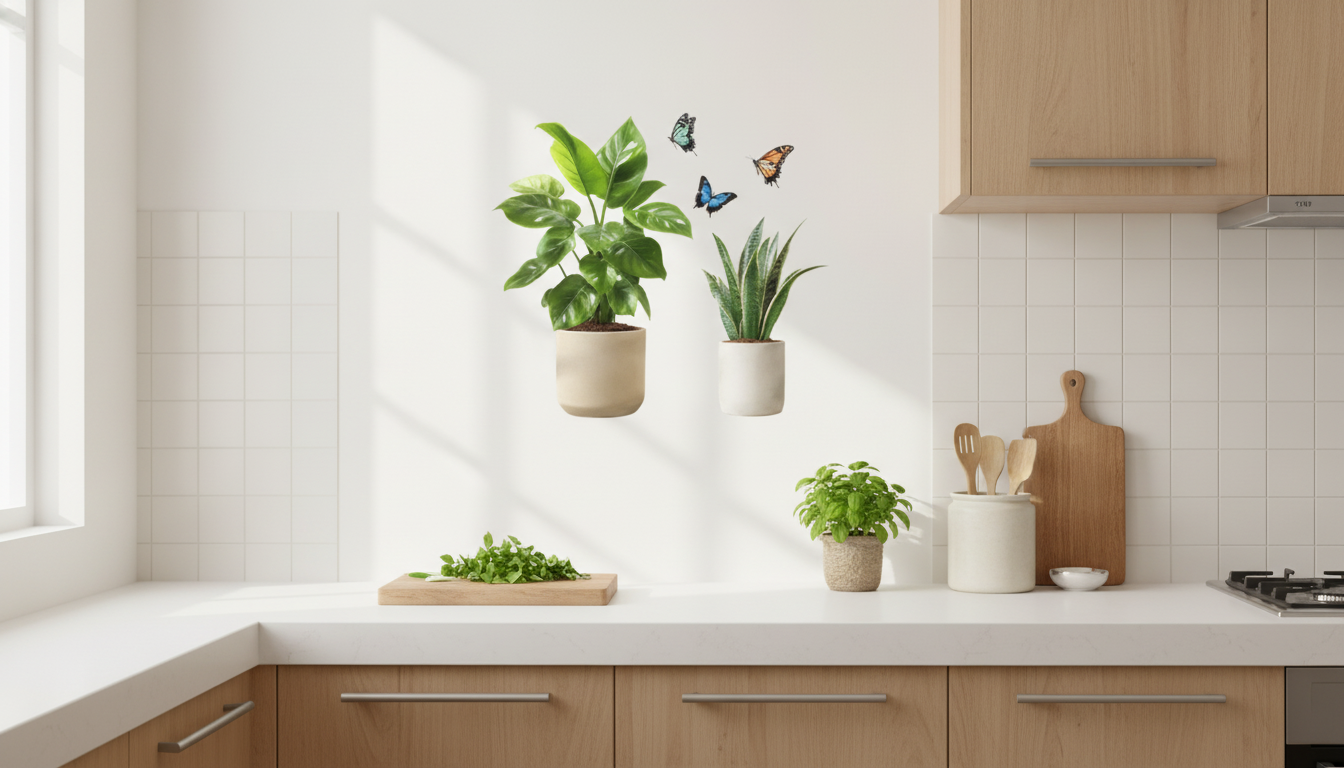Watercolor Plant & Butterfly Wall Decals for Kitchens
