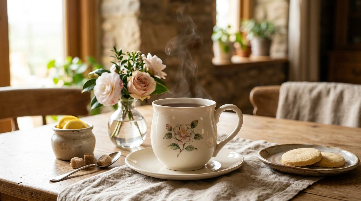 Camellia Ceramic Mug: Elegant European Tea & Coffee Cup