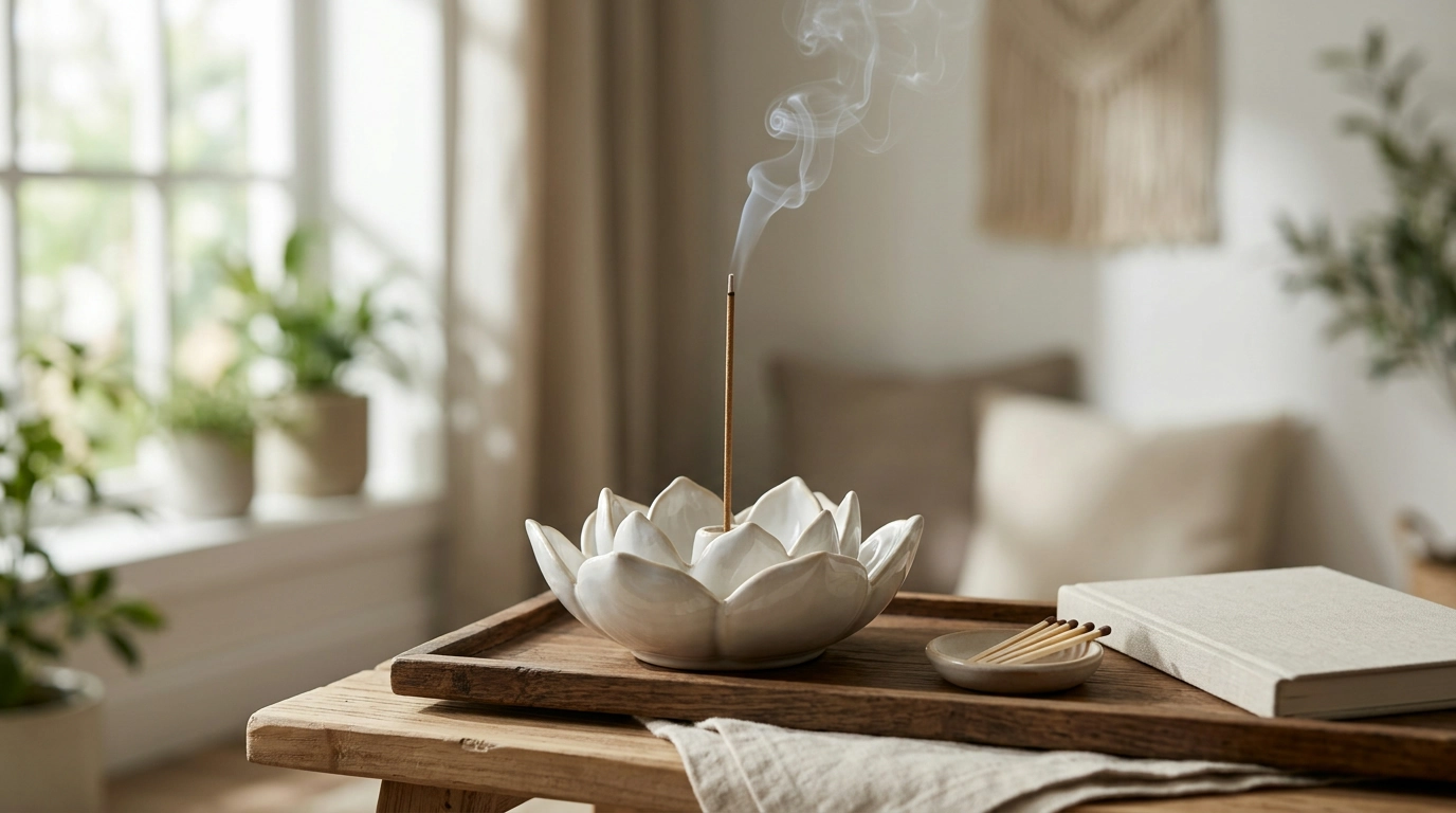 Lotus Incense Burner: Elegant Ceramic Ash-Catching Bowl