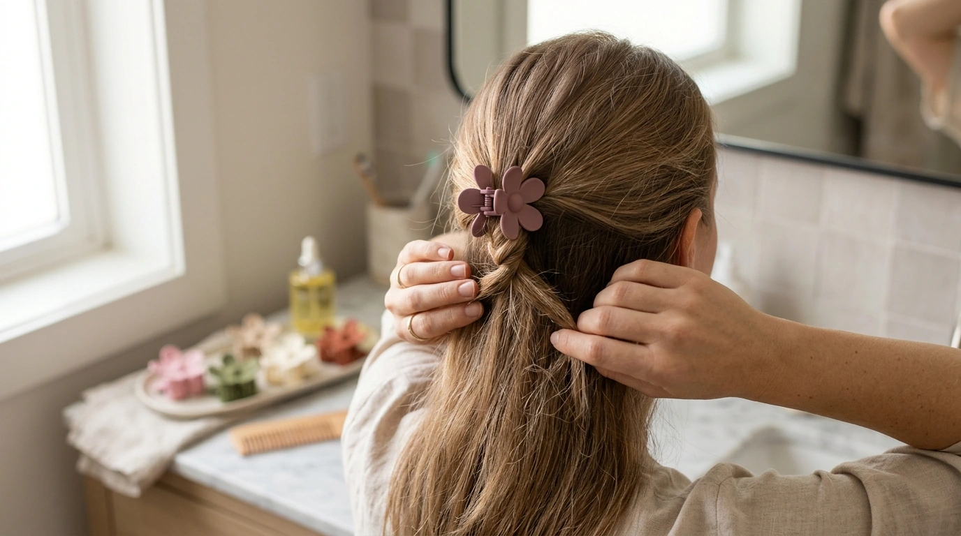 Mini Matte Flower Claw Clips (5-Pack) for Thin Hair