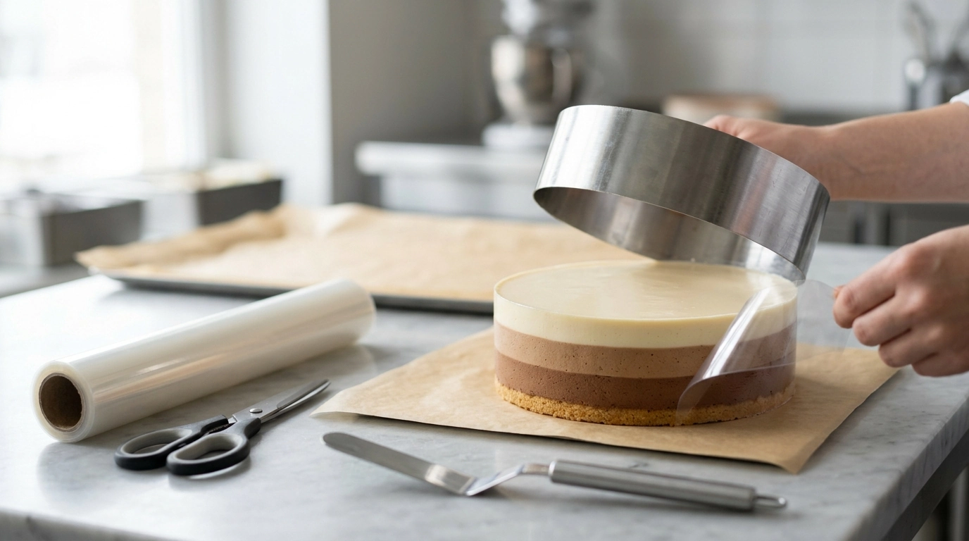Sharp Mousse Cake Edges With a Clear Cake Collar Roll