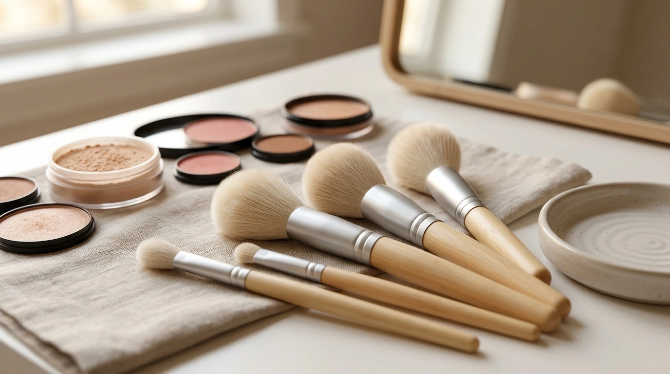 Soft Goat Hair Fluffy Brush Set for Airbrushed Powders