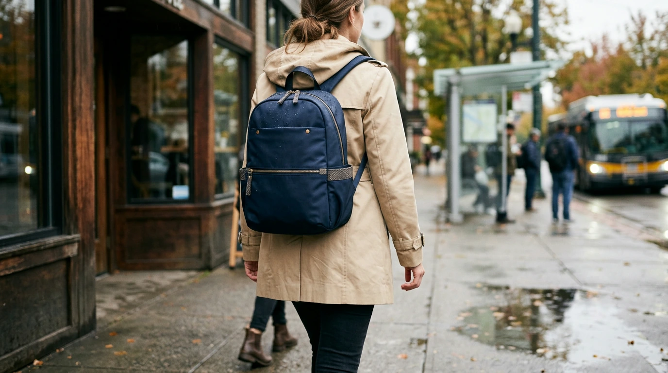Stylish Waterproof Nylon Daypack with Plaid & Rivets