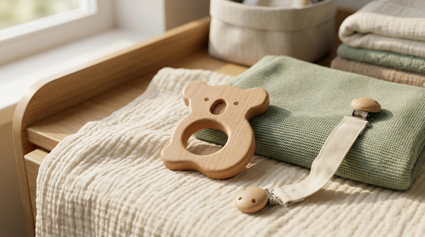 Wooden Koala Teether: Natural Soothing for Teething Babies