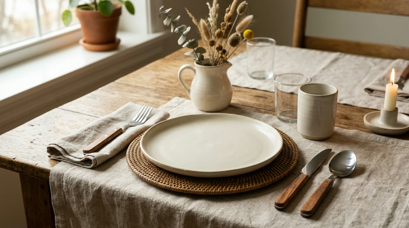 Rosewood-Handled Stainless Flatware for Retro Tables
