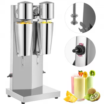 Double-Cup Milkshake Mixer: 2x 800ml Stainless Cups